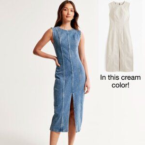 NWT Abercrombie Cream Jean Shell Denim Midi Dress